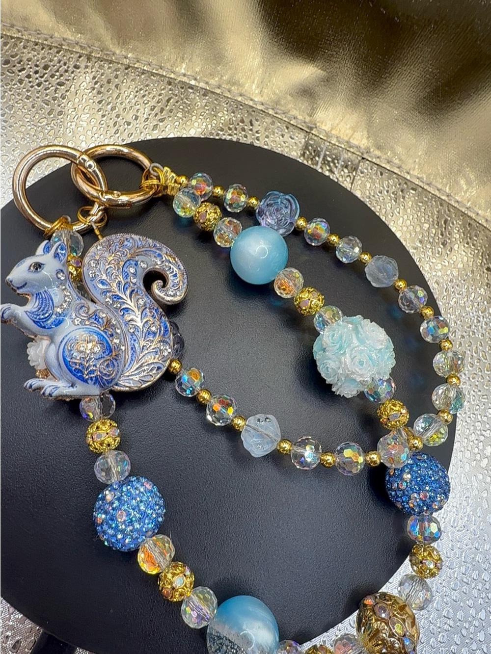 Beaded Blue Squirrel Charm bag chain - Women Jewelry